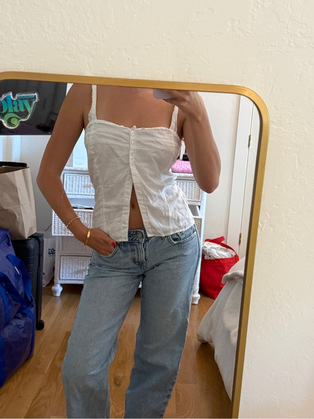 Glassons White Button-Front Tank
